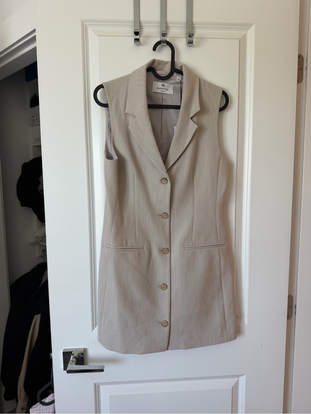 Babaton Sleeveless Tailored Vest in Beige
